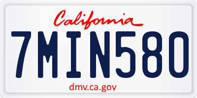 CA license plate 7MIN580