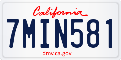 CA license plate 7MIN581