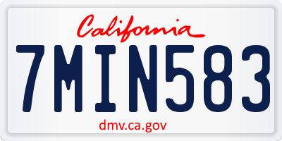 CA license plate 7MIN583