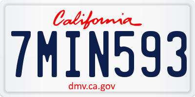 CA license plate 7MIN593