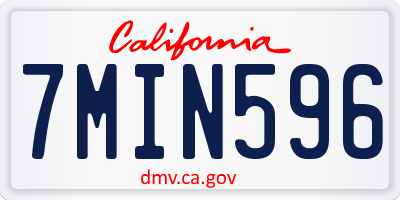 CA license plate 7MIN596