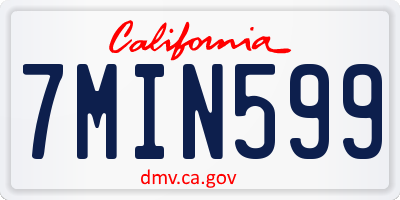 CA license plate 7MIN599
