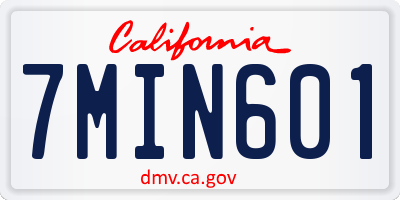 CA license plate 7MIN601