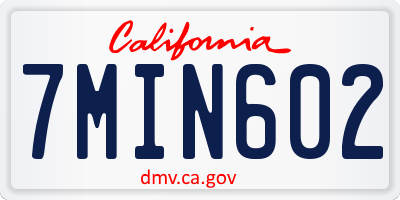 CA license plate 7MIN602