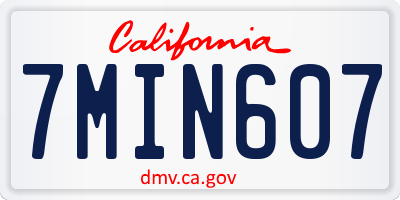 CA license plate 7MIN607