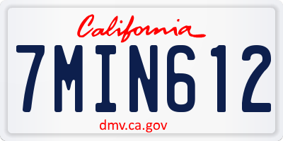 CA license plate 7MIN612