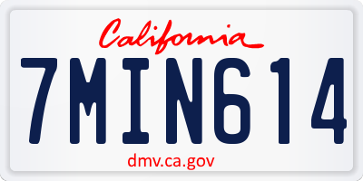 CA license plate 7MIN614