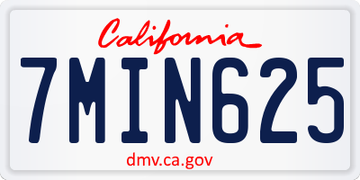 CA license plate 7MIN625