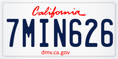 CA license plate 7MIN626