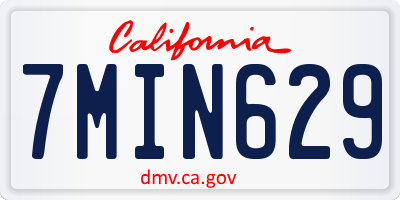 CA license plate 7MIN629