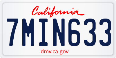 CA license plate 7MIN633