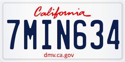 CA license plate 7MIN634