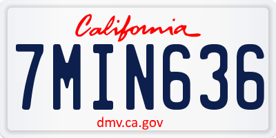 CA license plate 7MIN636