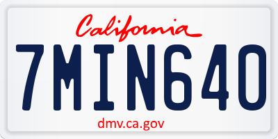 CA license plate 7MIN640