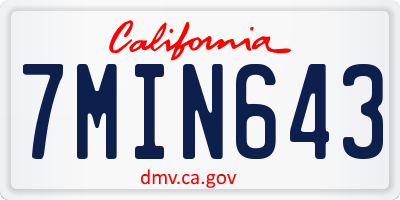 CA license plate 7MIN643
