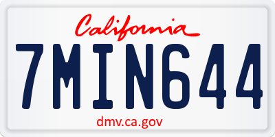 CA license plate 7MIN644