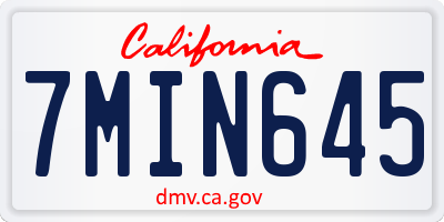 CA license plate 7MIN645