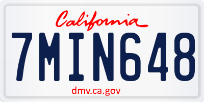 CA license plate 7MIN648