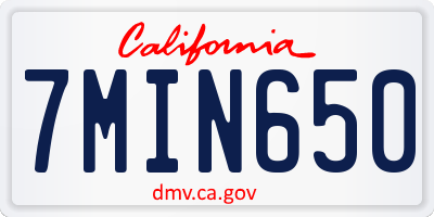 CA license plate 7MIN650