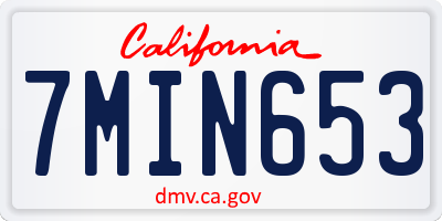 CA license plate 7MIN653