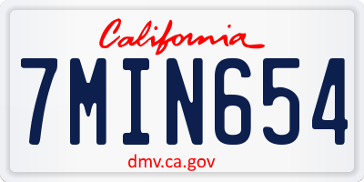 CA license plate 7MIN654
