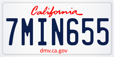 CA license plate 7MIN655