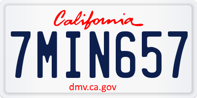 CA license plate 7MIN657