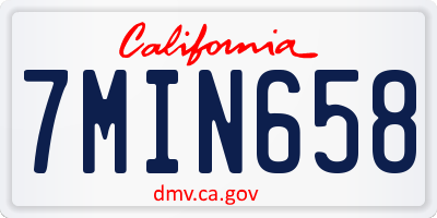 CA license plate 7MIN658