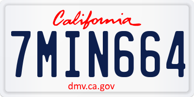 CA license plate 7MIN664