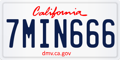 CA license plate 7MIN666