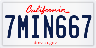 CA license plate 7MIN667