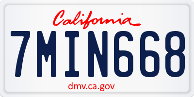 CA license plate 7MIN668
