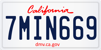 CA license plate 7MIN669
