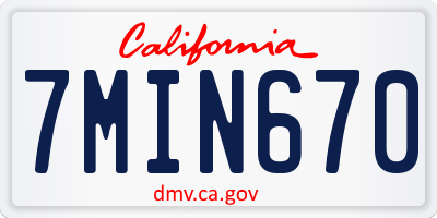CA license plate 7MIN670