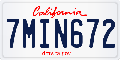 CA license plate 7MIN672