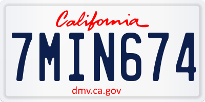 CA license plate 7MIN674