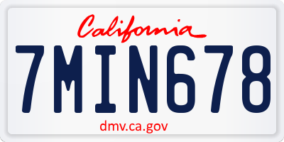 CA license plate 7MIN678