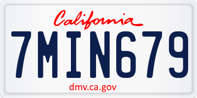 CA license plate 7MIN679