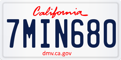 CA license plate 7MIN680