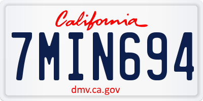 CA license plate 7MIN694