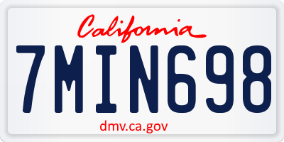 CA license plate 7MIN698
