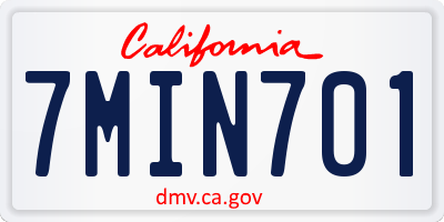 CA license plate 7MIN701