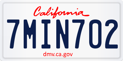 CA license plate 7MIN702