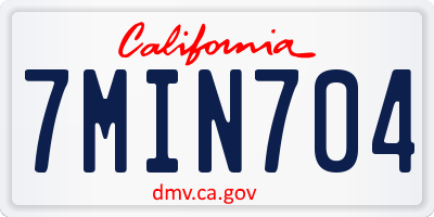CA license plate 7MIN704