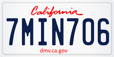 CA license plate 7MIN706