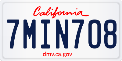 CA license plate 7MIN708