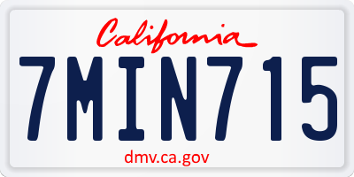 CA license plate 7MIN715