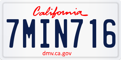 CA license plate 7MIN716
