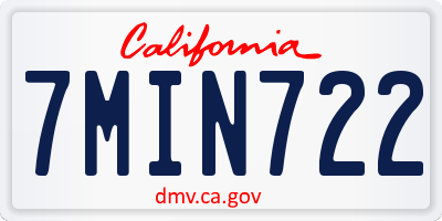 CA license plate 7MIN722
