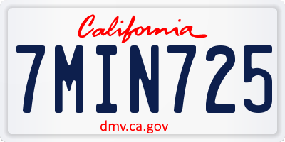 CA license plate 7MIN725